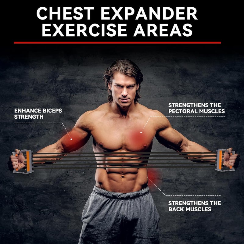 VOPOCO Chest Expander for Men Adjustable Forearm Strengthener with Removable Tubes Arm Trainer for Arm Chest Back Muscles Chest Upper Body Workout Equipment for Home Gym Fitness Muscle Training Exercise - Image 5